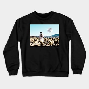 Astronaut, Desert, Collage, Creative, Nature, Landscape, Scandinavian, Nordic, Scandinavian art, Modern art, Wall art, Print, Minimalistic Crewneck Sweatshirt